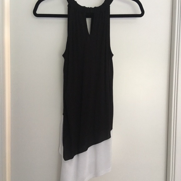 INC Black and White Sleeveless Asymmetric Top - Picture 3 of 4